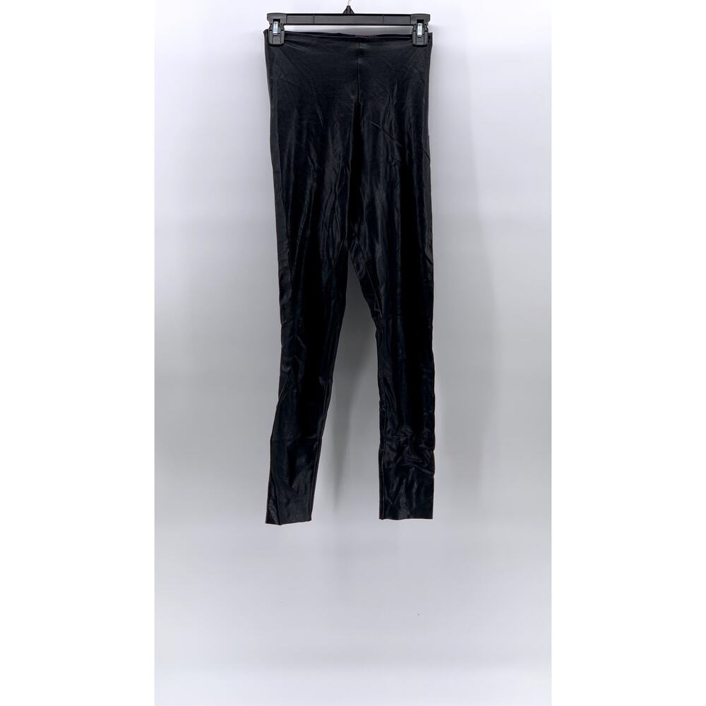 COMMANDO CONTROL Women's Black Faux-Leather High-Rise Ankle Leggings SZ S